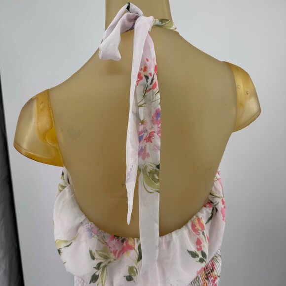 Guess Womens Floral Print Halter Dress size XL White & Pink - Picture 15 of 15